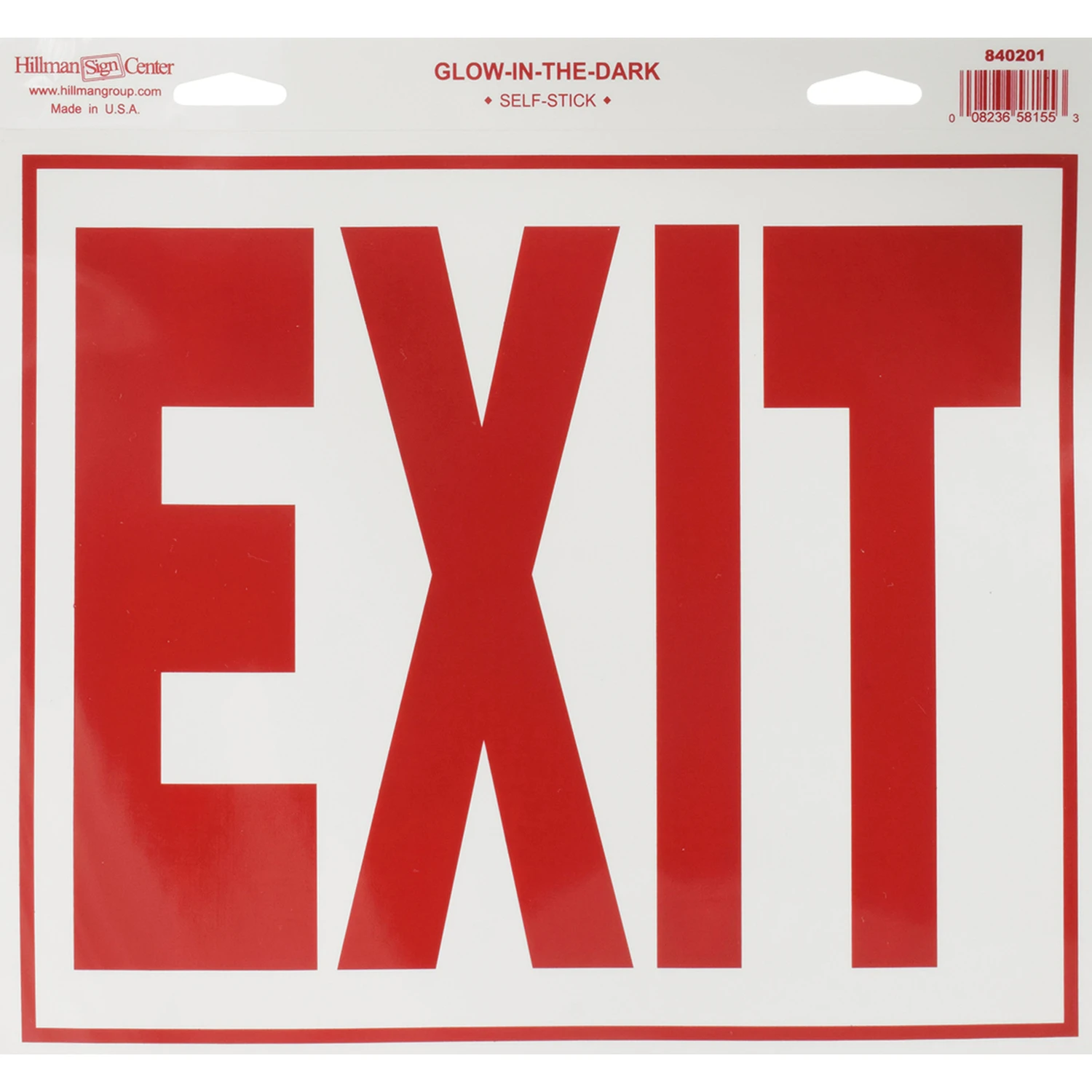 English White Glow-in-the-dark Exit Decal 11 In. H X 12 In. W