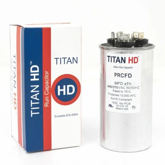 Round Run Capacitor 35+5 Mfd 440/370 Volt For Hvac Systems