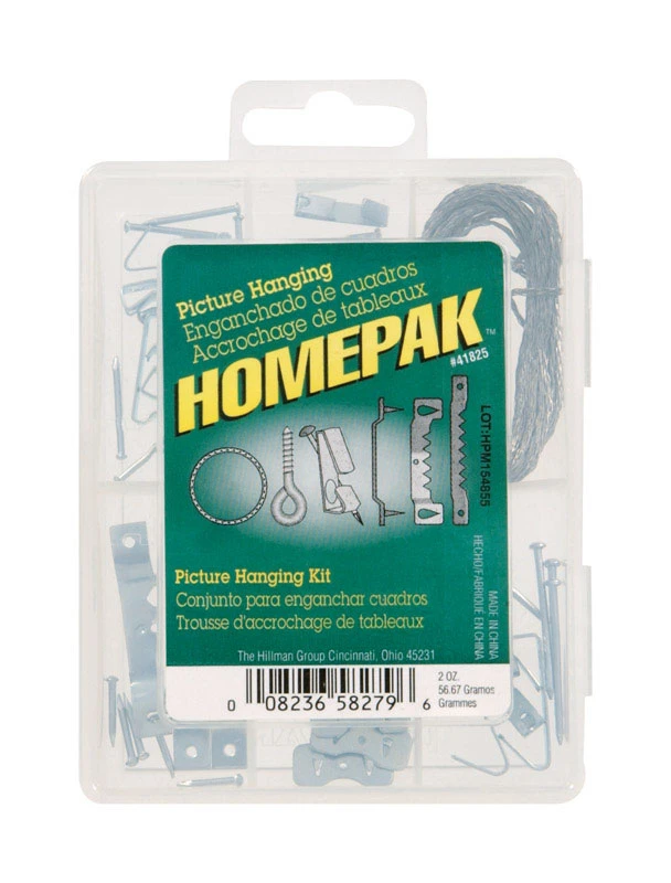 Hillman Homepak Zinc Silver Standard Picture Hanging Set 30 lb 50 pk Hillman Homepak Zinc Silver Standard Picture Hanging Set 30 lb 50 pk