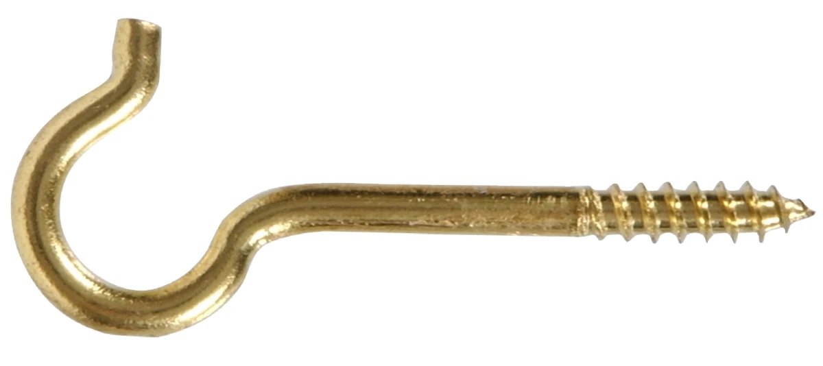 4 x 7/16 Round Ceiling Hook Hillman Misc Hangers 321238 Brass Plated
