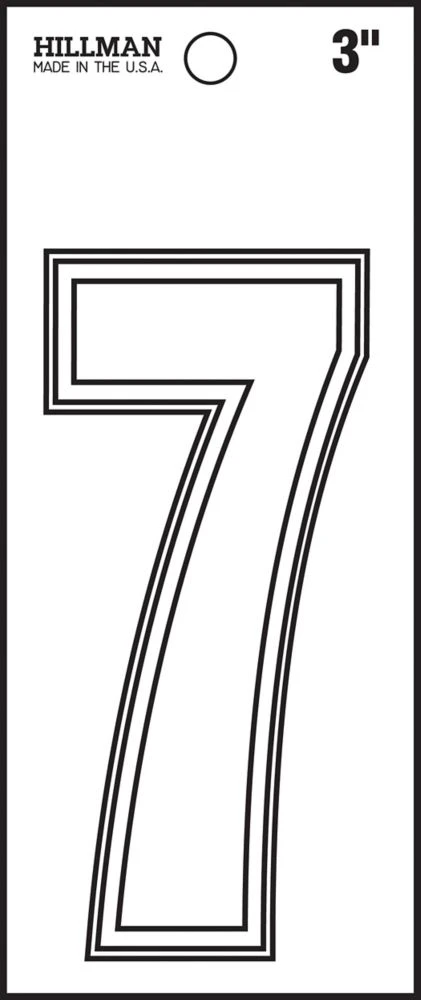 3 In. White Glossy Vinyl Die-cut Adhesive Number - 7 - 6 Pieces