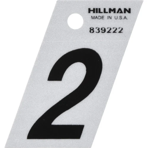 1.5-inch Black And Silver Reflective Adhesive House Number 2