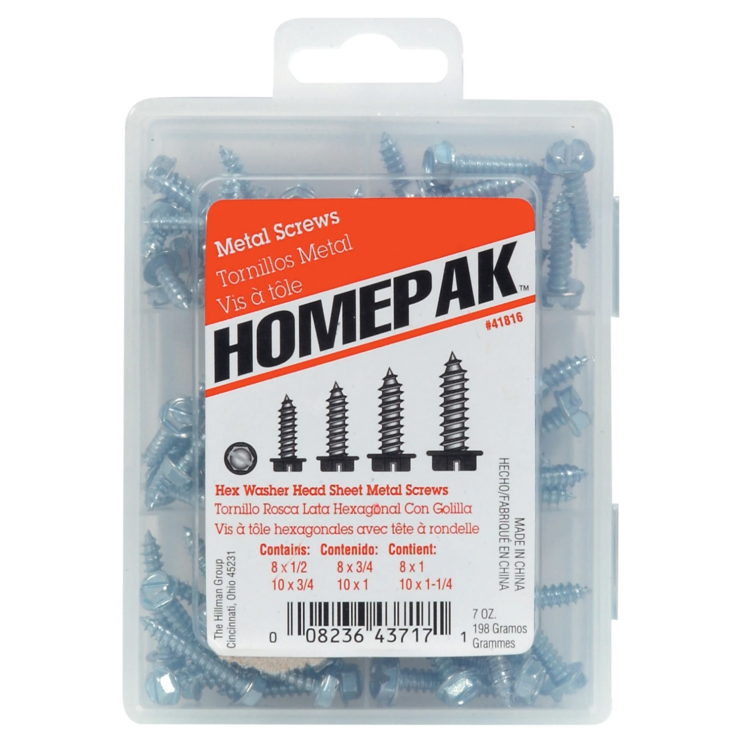 Homepak Assorted Slotted Hex Head Sheet Metal Screw Kit - Model 41816