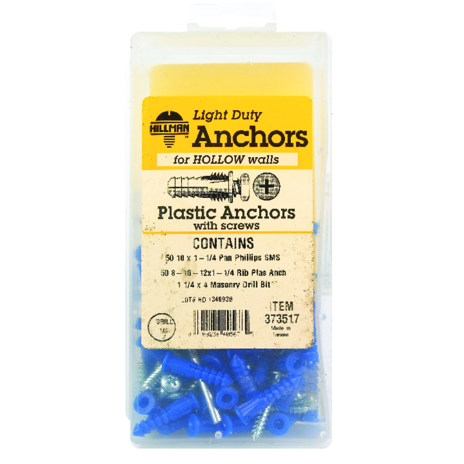 Hillman 0.164 in. Dia. x 1-1/4 in. L Plastic Pan Head Ribbed Anchor Kit 101 pk