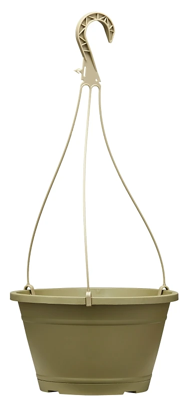 10-inch Olive Green Hanging Planter With Saucer And Hangers