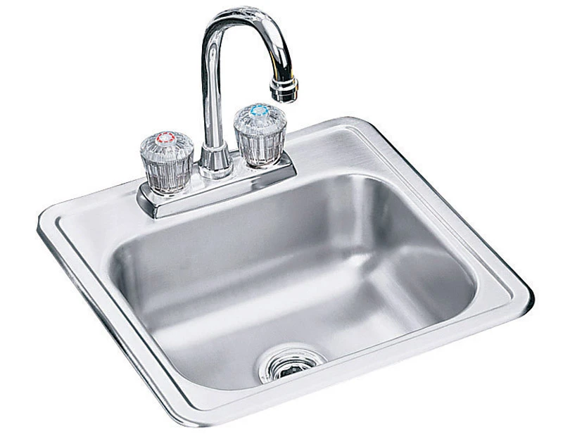 15 Inch by 15 Inch by 5.125 Inch Stainless Steel Single Compartment Bar Sink