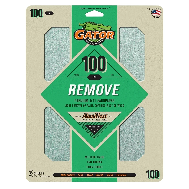 Sandpaper, 100-Grit, 9 x 11-In., 3-Pk.