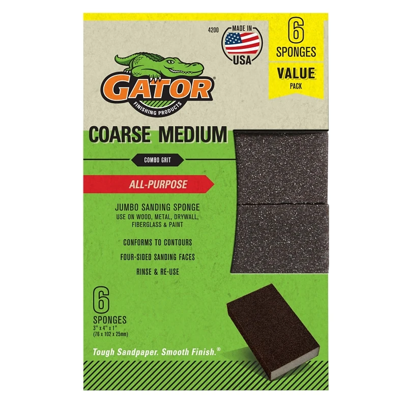 Sanding Sponge, Medium/Coarse, 3 x 4-In., 6-Pk.