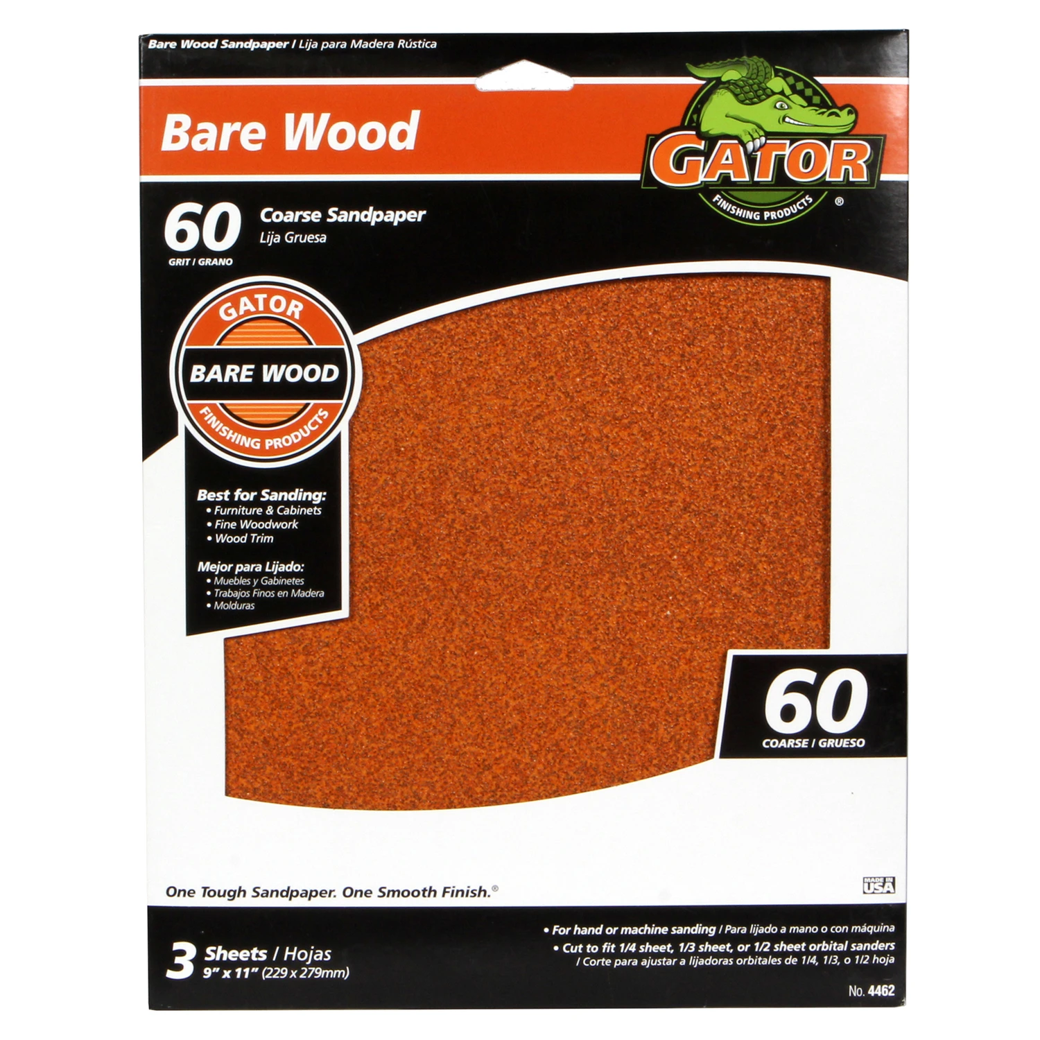 Sandpaper, Coarse 60-Grit, 9 x 11-In., 4-Pk.