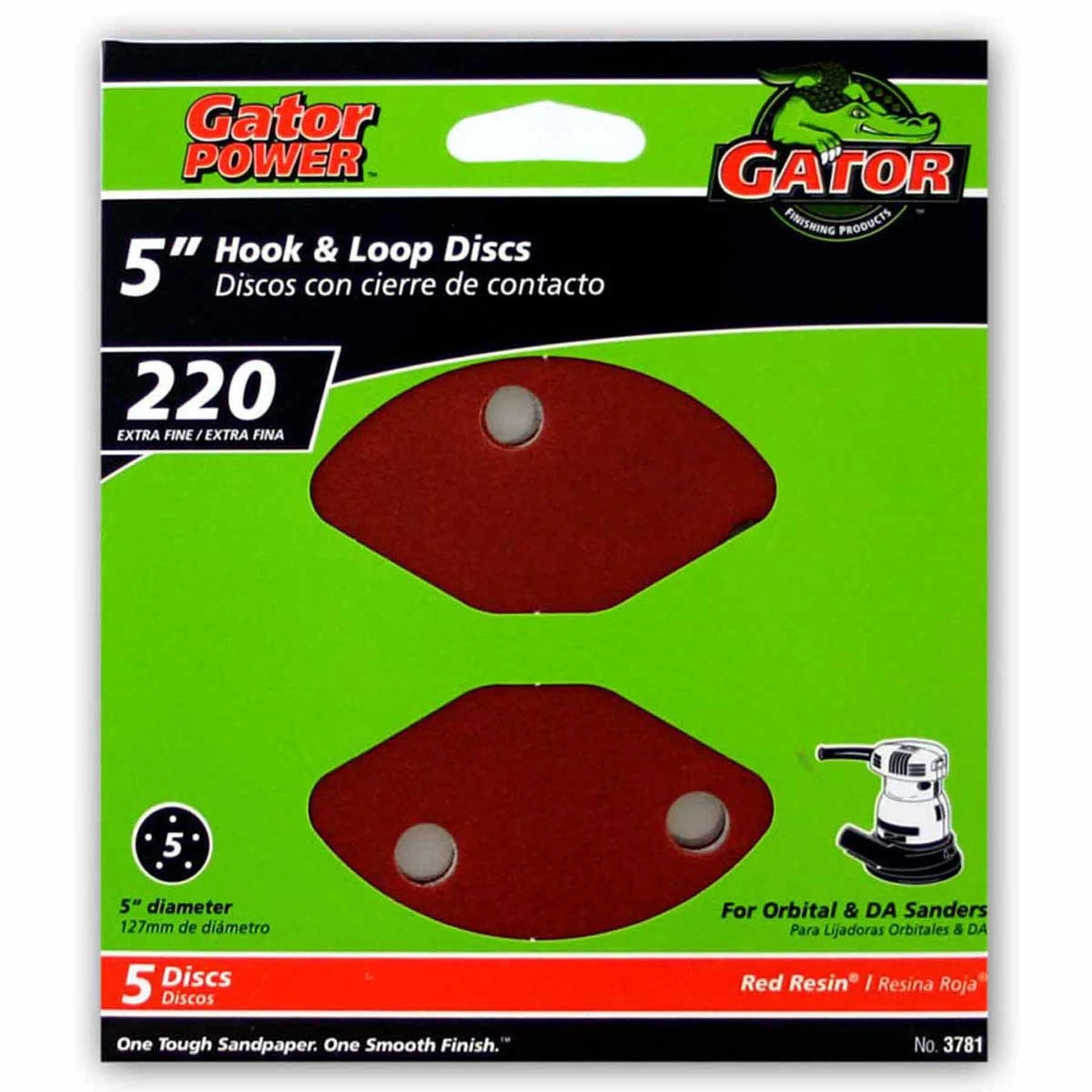 Sanding Discs, Aluminum Oxide, 220-Grit, 5 In., 5-Pk.