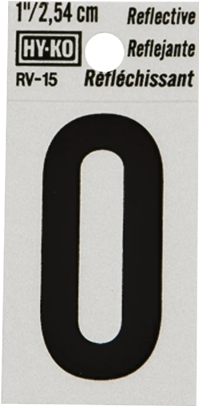 Vinyl 1 In. Reflective Adhesive Number Zero - Weather-resistant Signage