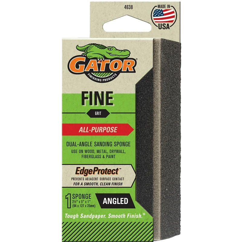 Fine Wedge Sanding Sponge 3" X 5" X 1" For Wood, Metal, And Drywall