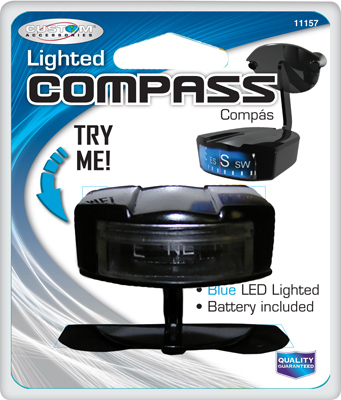 Car Compass, Lighted, Suction