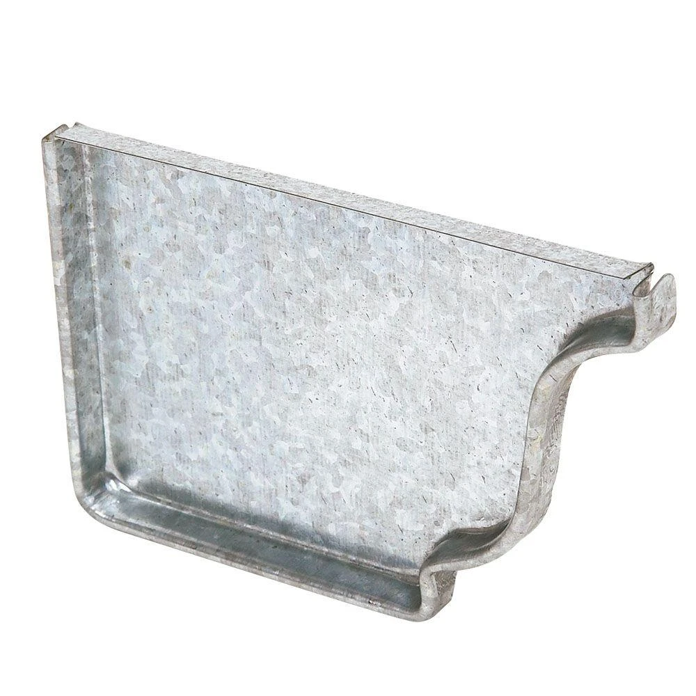 Amerimax 4 In. Galvanized Steel K-style Left Gutter End Cap - Model 15205