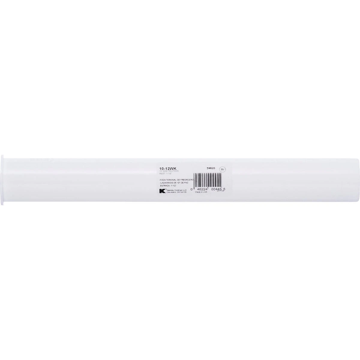 White Plastic Sink Tail Piece, 1-1/2 Inch Diameter by 12 Inch Length