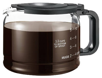 12-Cup Black Universal Pause and Serve Glass Coffee Carafe