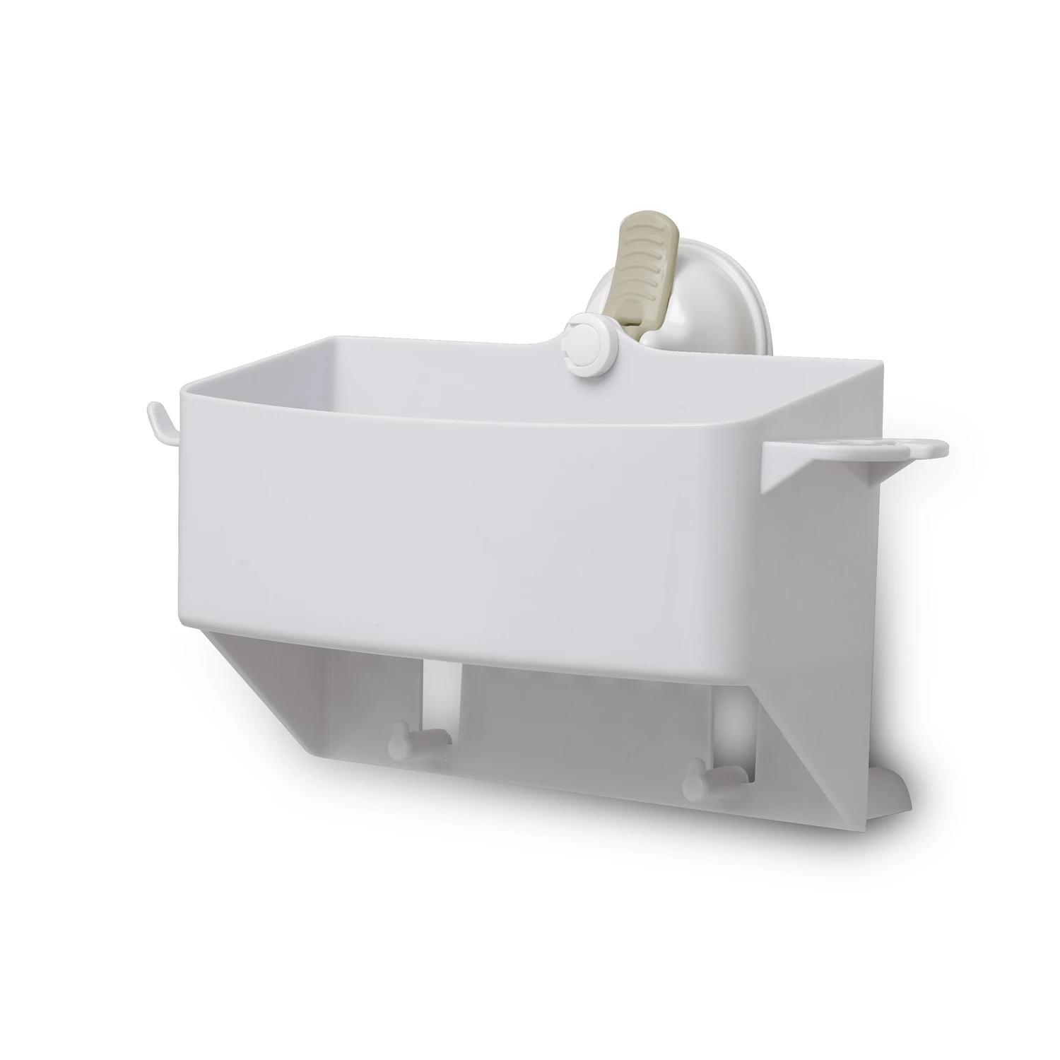 Bright White Plastic Caddy/razor/toothbrush Holder 5.5" H X 10" L X 5" W