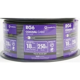 RG6/U Coaxial Cable Black 250 Feet for Audio Video Signal Transmission