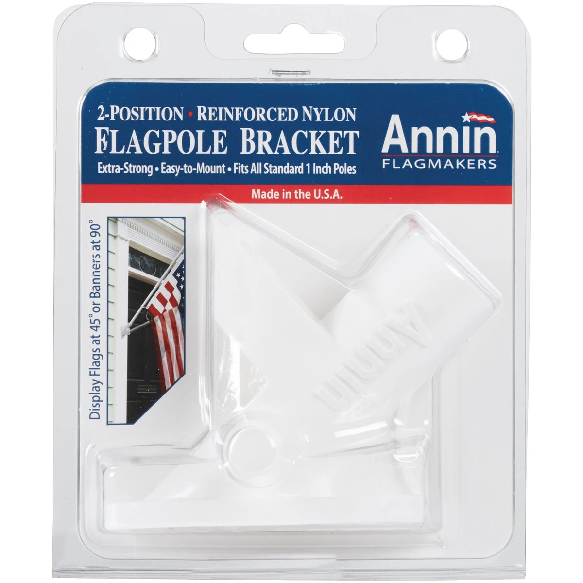 2-position 1 Inch Nylon White Two-way Flag Pole Bracket Model 642629
