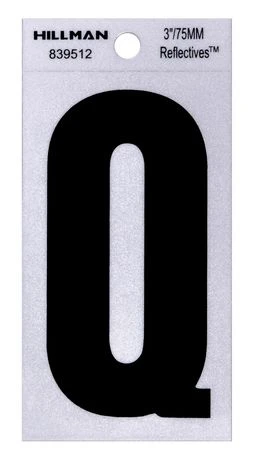 Reflective Adhesive House Address Letter Q, 3-inch Black Vinyl