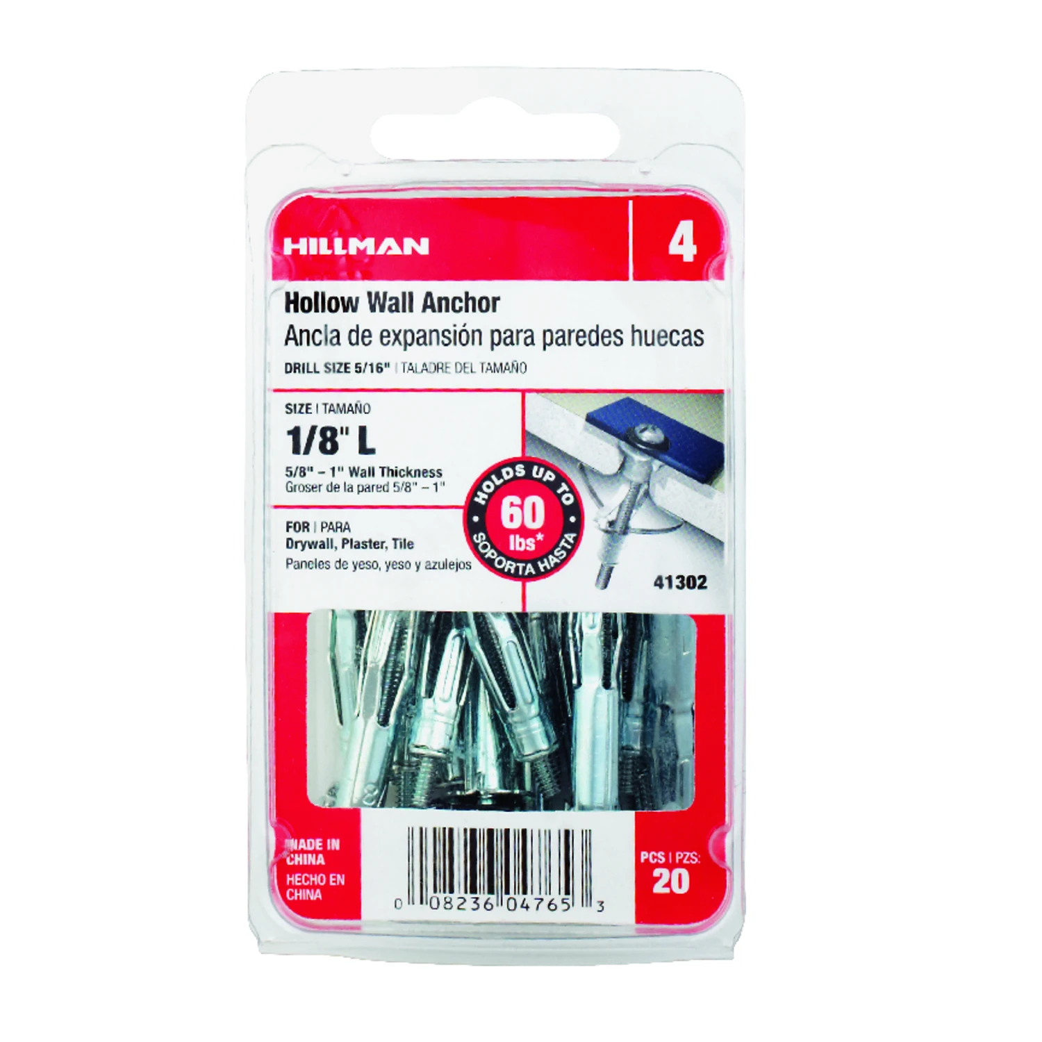 Long Hollow Wall Anchors, 1/8-In., 20-Ct.