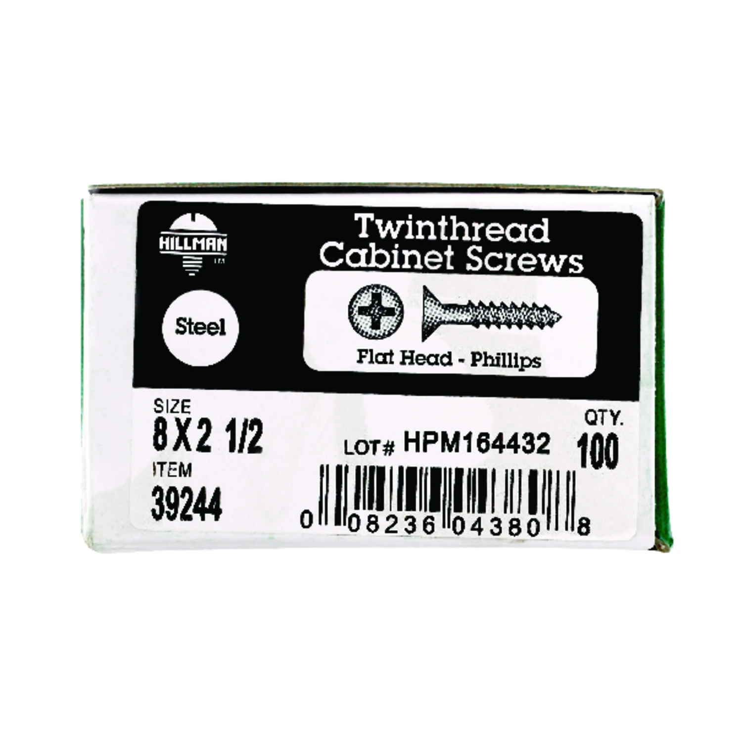 Hillman #8 X 2-1/2 In. Phillips Black Phosphate Cabinet Screws 100 Pk