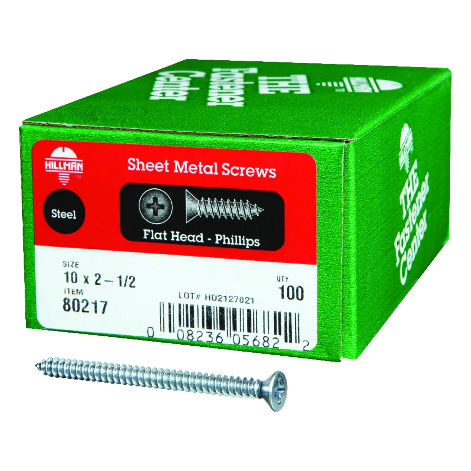 Wood/Sheet Metal Screws, Phillips Flat-Head, #10 x 2-1/2-In., 100-Pk.