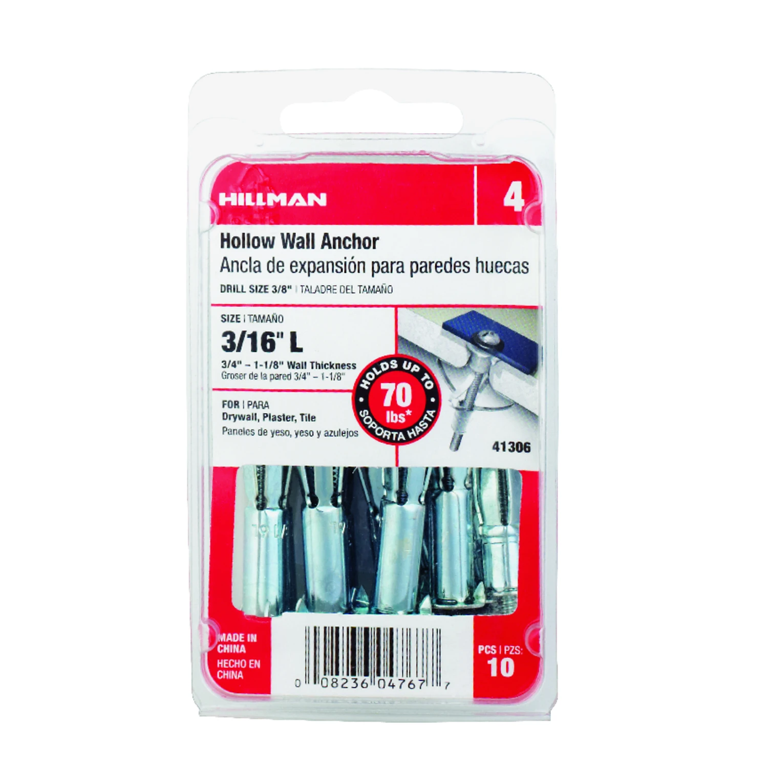 HILLMAN 3/16 in. D X 3/16 Long in. L Steel Pan Head Hollow Wall Anchors 10 pc