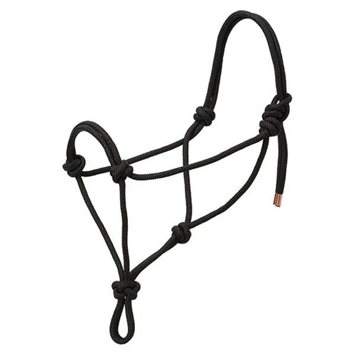 Braided Rope Halter, Black - 3/8" Poly Rope Construction