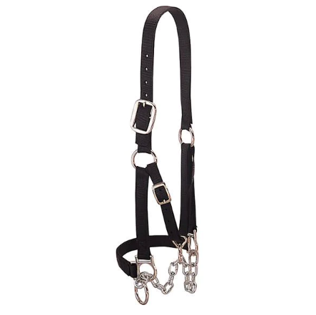 Heifer Halter Medium Size Black Nylon Durable Adjustable Livestock Halter
