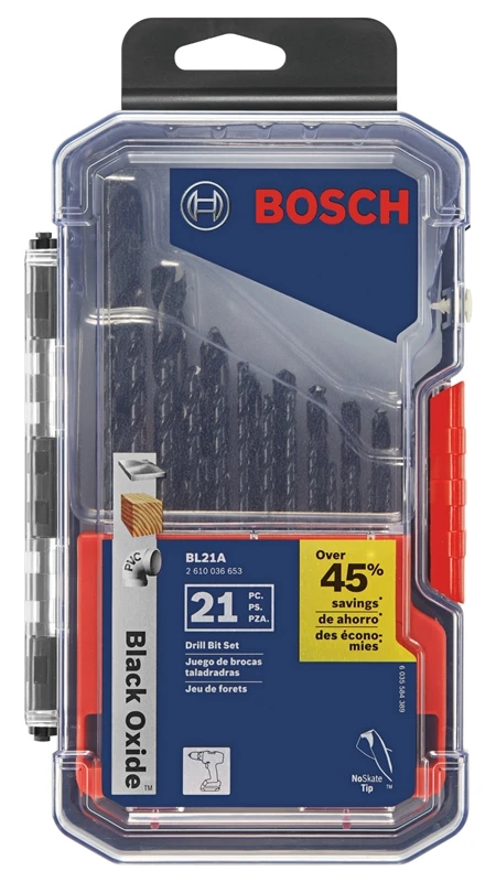 21-Pc. Drill Bit Set, Metal, Black Oxide