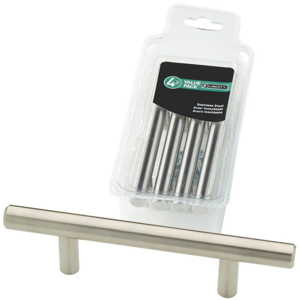 Bar Cabinet Pull, Stainless Steel, 3-In., 4-Pk.