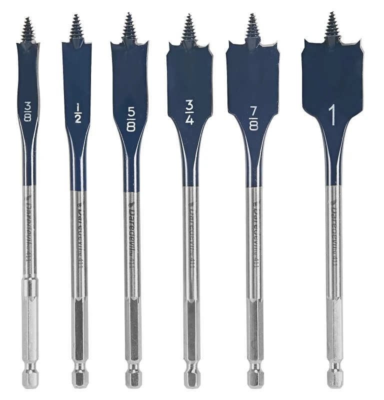 Dare Devil Standard Spade Drill Bit Set, 6-piece With Hex Shank