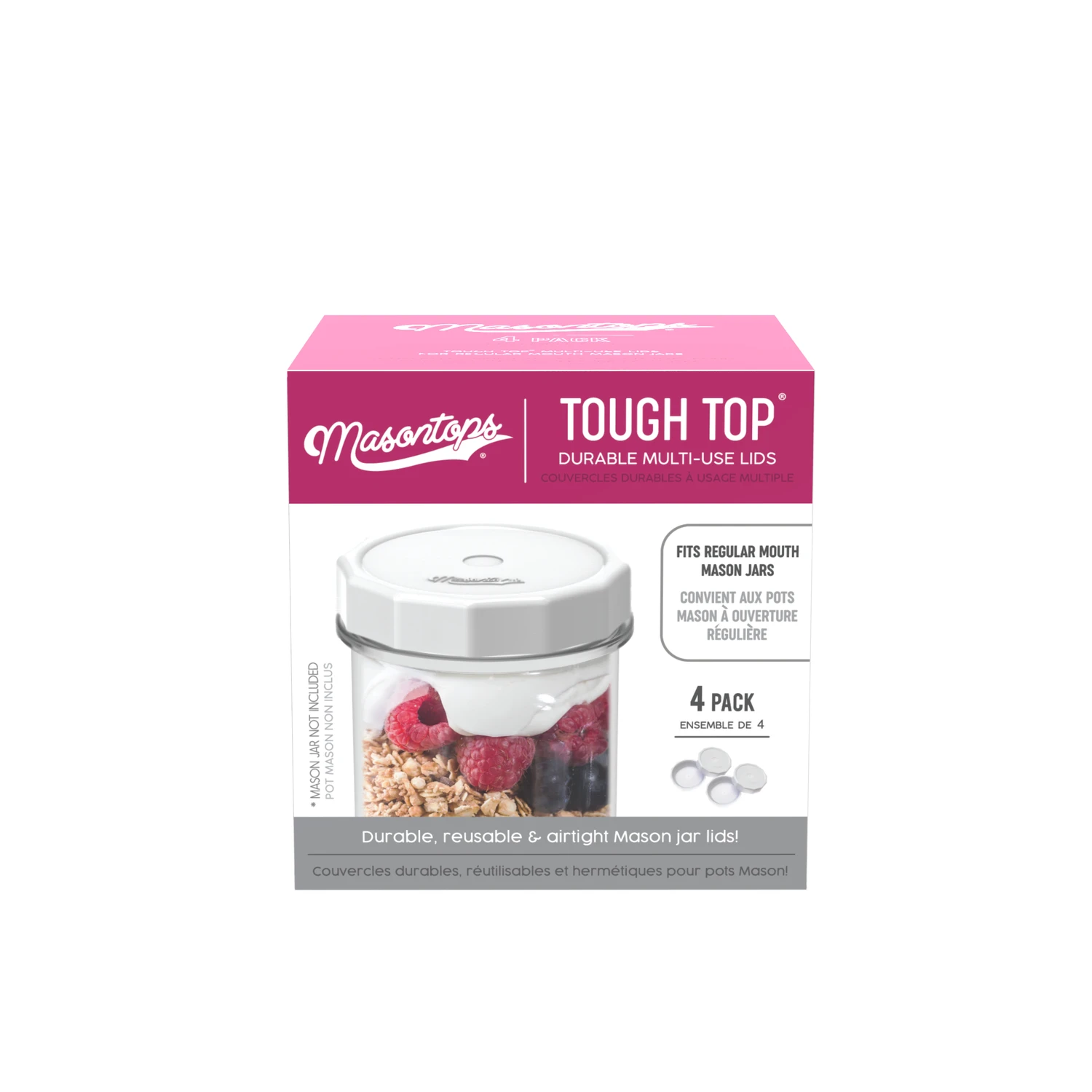 Canning Jar Plastic Lids, Regular Mouth, 4-Pk.