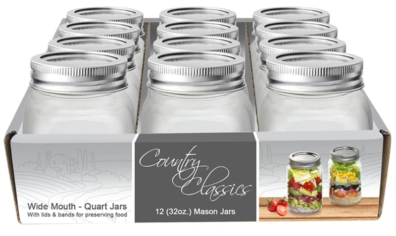Gossi 12-pack 32 Oz Wide Mouth Glass Canning Jars Cccjwm-132-12pk