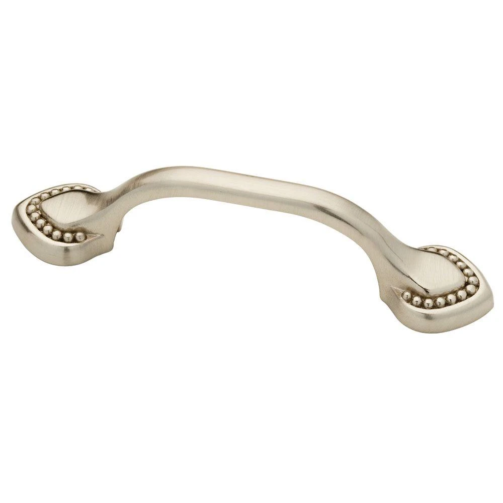 Double Beaded Cabinet Pull in Satin Nickel Finish, 3 Inch Length