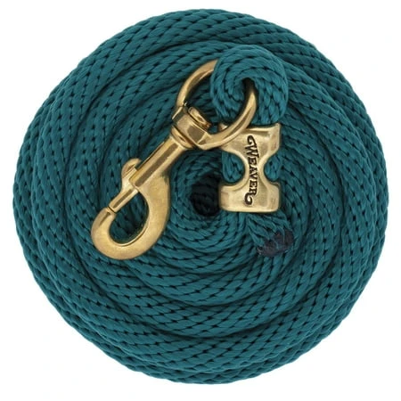 Polypropylene Lead Rope With Solid Brass 225 Snap, Teal, 5/8" X 10'