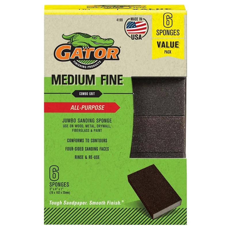 Sanding Sponge, Fine/Medium, 3 x 4-In., 6-Pk.