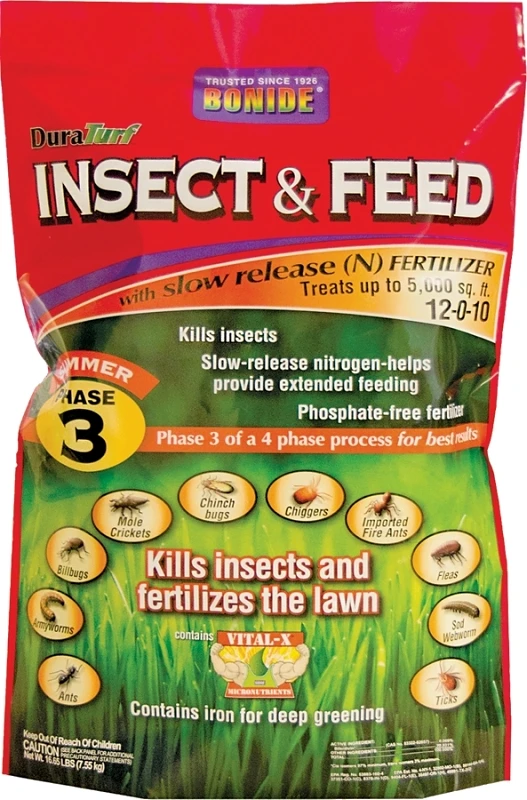 Bonide Duraturf 12-0-10 Lawn Insect Control & Fertilizer, 16 Lb, 5,000 Sq. Ft.