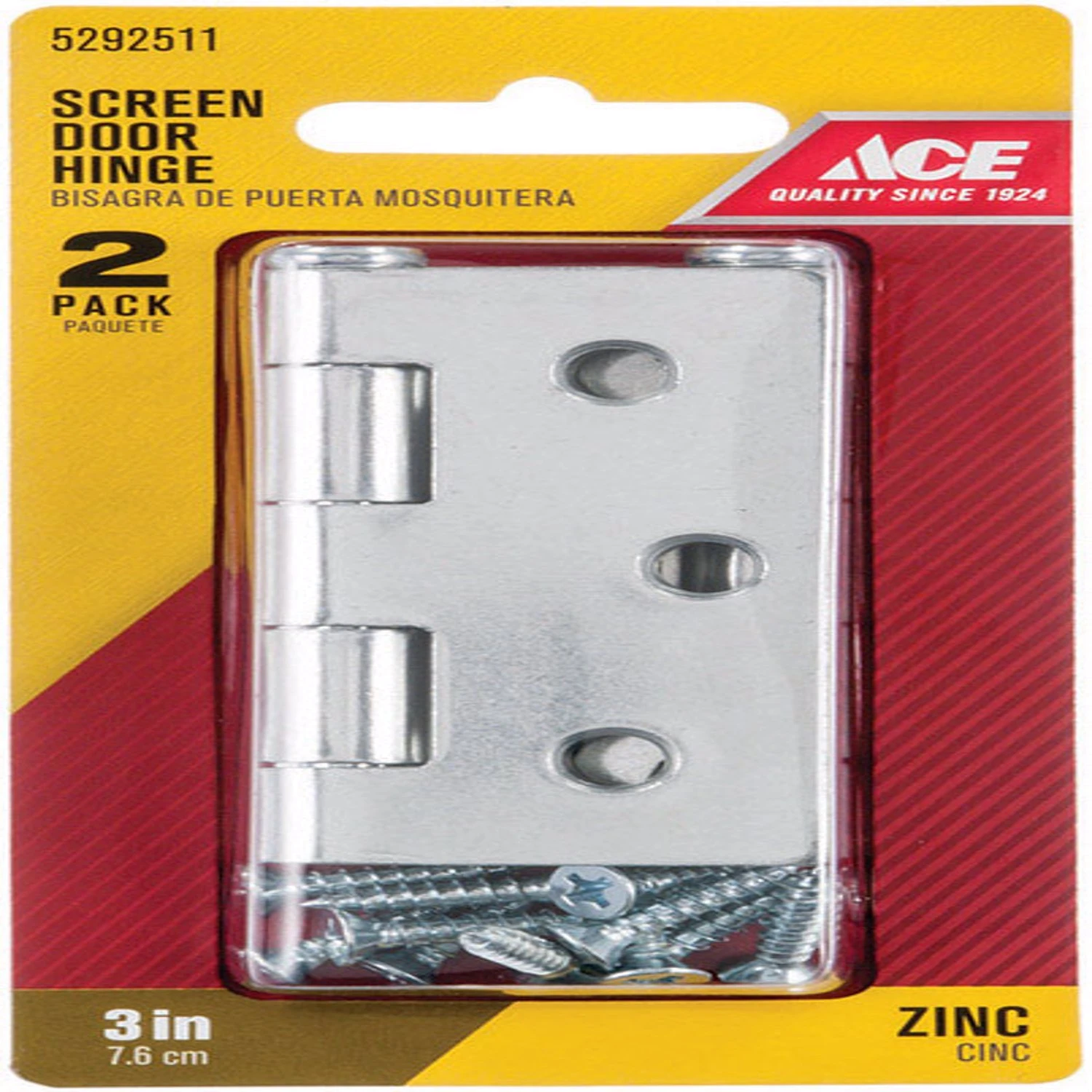 3 In. L Zinc-plated Steel Screen/storm Door Hinge 2 Pk With Removable Pin