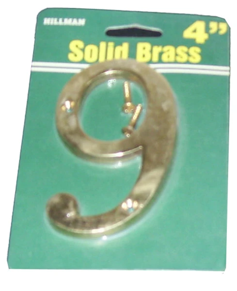 4" 9 SOLID BRASS NUMBER