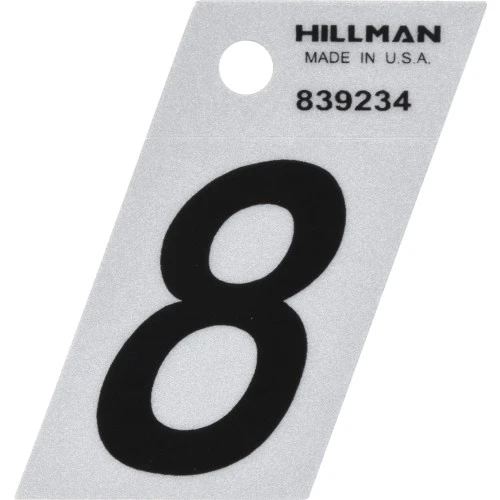 1.5-inch Black/silver Reflective Adhesive House Number 8