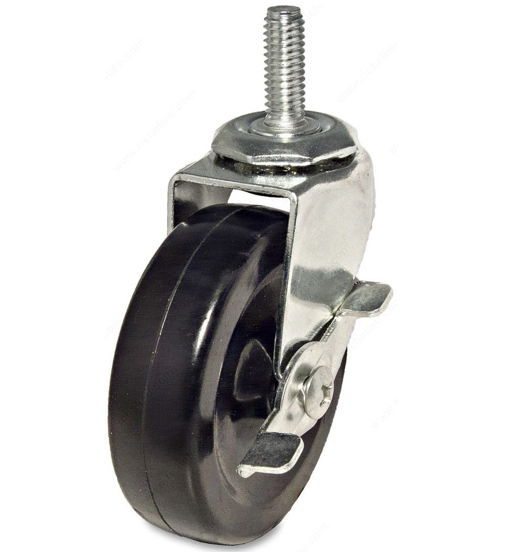 Black 3 Inch Caster Wheel with Brake for Smooth Mobility and Secure Locking