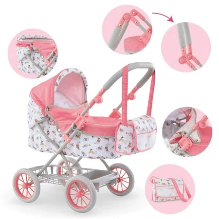 Mon Grand Poupon Adjustable Folding Carriage Stroller For 20 Inch Dolls