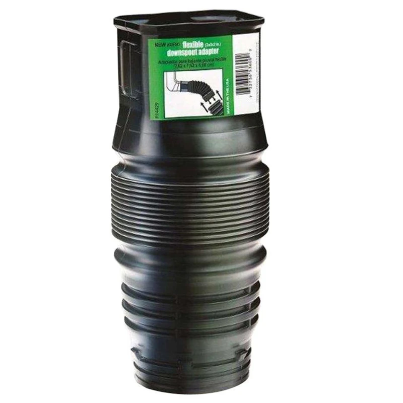 4 In. H X 4 In. W X 9 In. L Black Polypropylene Downspout Adapter