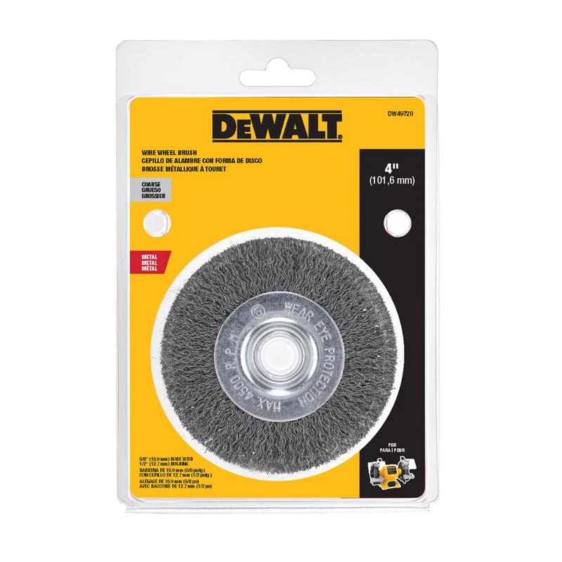 4 Inch Coarse Crimped Wire Wheel Brush For Bench Grinders, Model Dw49720
