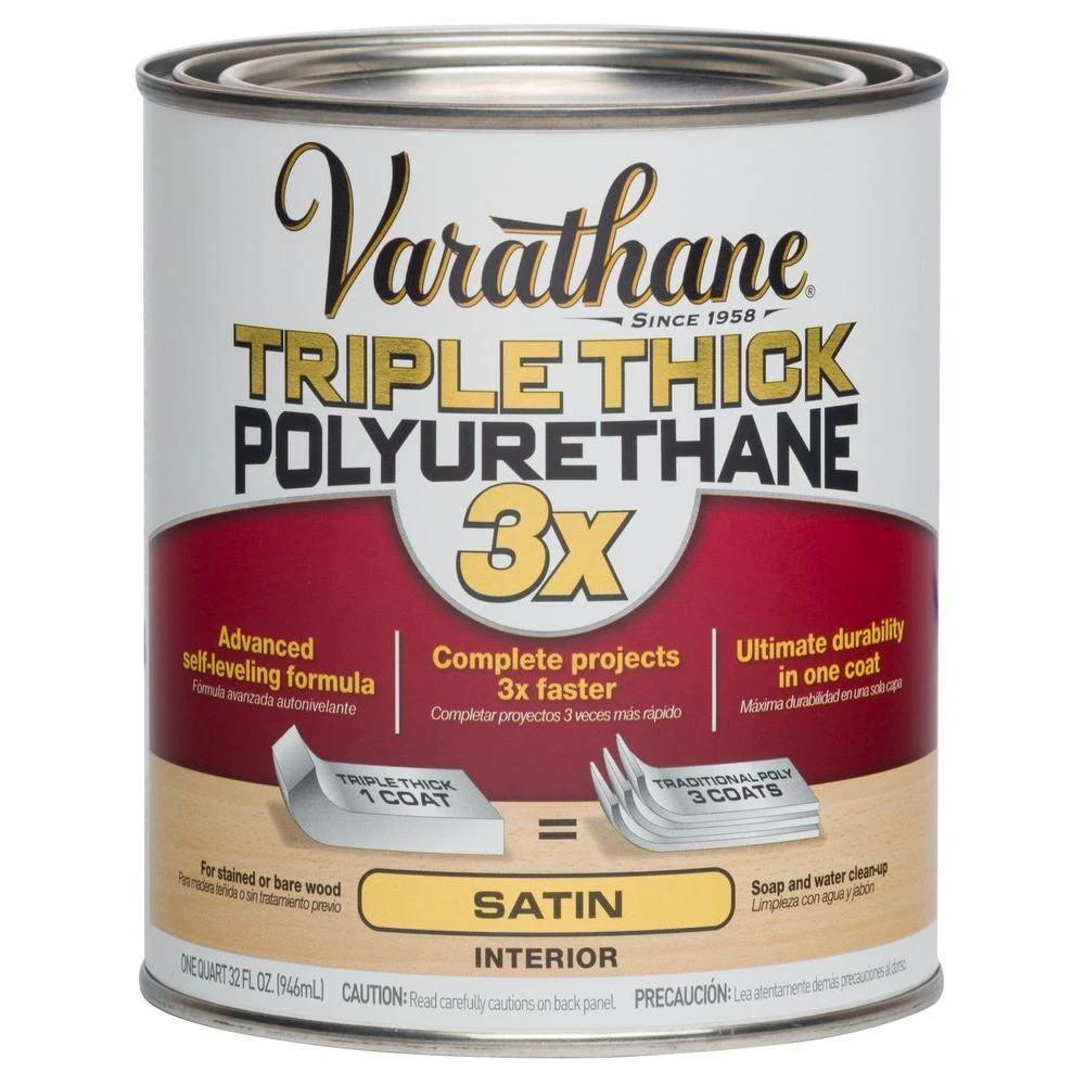 1 Quart Satin Triple Thick Polyurethane Finish For Wood Protection