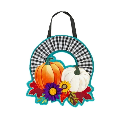 BUFFALO CHECK FALL WREATH DOOR DECOR