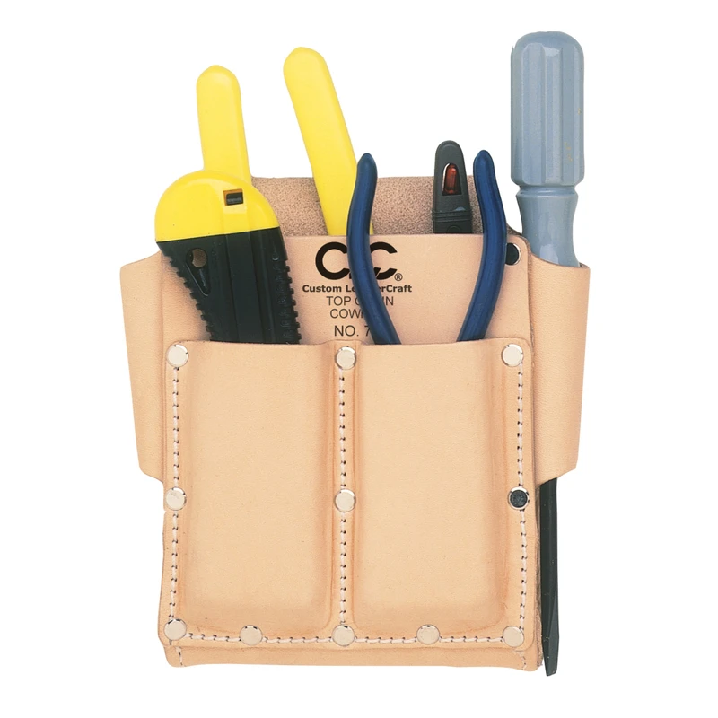 Leather Electrician's Pouch 5 Pocket 2.75 In. W X 8.25 In. H Tan