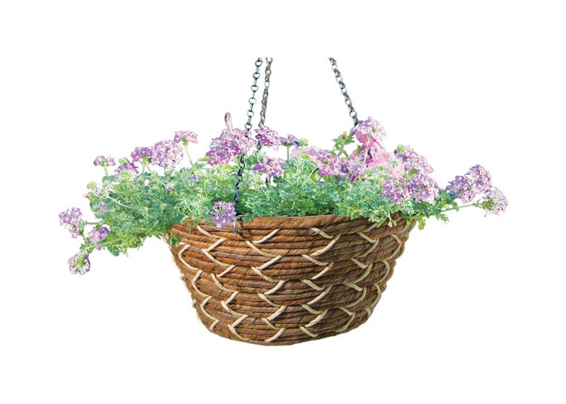 Panacea Steel Hanging Basket Natural 12 Inch With Chain For Outdoor And Indoor Use